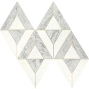 Daltile Lavaliere - 18" x 10" Sheet Varied Deco Mosaic Floors and Wall Tile - Honed Marble Visual - Sold by Sheet Carrara White / Thassos White