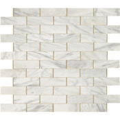Daltile Lavaliere - 14" x 11" Sheet Rectangle Brick Joint Mosaic Wall Tile - Matte Marble Visual - Sold by Sheet Alluring White / Brass