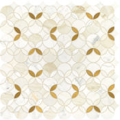 Daltile Lavaliere - 12" x 12" Sheet Varied Deco Mosaic Wall Tile - Matte Marble Visual - Sold by Sheet Calacatta Gold / Brass