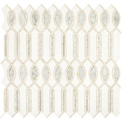 Daltile Lavaliere - 11" x 11" Sheet Varied Deco Mosaic Wall Tile - Light Polished Marble Visual - Sold by Sheet Carrara White / Thassos White
