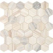 Daltile Fonte - 2" x 2" Hexagon Mosaic Floor and Wall Tile - Honed Marble Visual - Sold by Sheet Pier White