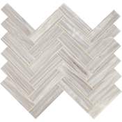 Daltile Fonte - 1" x 4" Rectangle Herringbone Mosaic Floor and Wall Tile - Honed Marble Visual - Sold by Sheet Nautical Gray