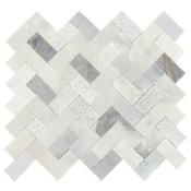 Daltile Minute Mosaix - 11-3/16" x 11-13/16" Herringbone Mosaic Wall Tile - Honed Marble Visual - Sold by Sheet (0.75 SF/Sheet) Stormy Mist