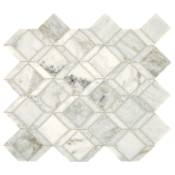 Daltile Sublimity - 10" x 13" Geometric Mosaic Floor and Wall Tile - Honed Marble Visual - Sold by Sheet (0.9 SF/Sheet) Daphne White