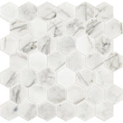 Daltile Marble - 2" x 2" Hexagon Floor and Wall Tile - Polished Visual - Sold by Sheet (1 SF/Sheet) Venetian Calacatta