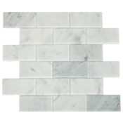 Daltile Simplystick Mosaix - 11" x 11" Brick Mosaic Wall Tile - Polished Marble Visual - Sold by Carton (11.64 SF/Carton) White Carrara