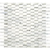 Daltile Marble - 1" x 2" Rectangle Wall Tile - Polished Visual - Sold by Sheet (0.98 SF/Sheet) Carrara White
