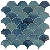 Daltile Miramo - 13" x 13" Fan Wall Tile - Glossy Visual - Sold by Sheet (1.02 SF/Sheet) Aqua