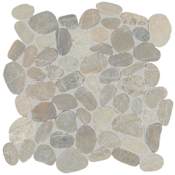 Daltile Pebble Oasis - 13" x 13" Pebble and Rock Floor and Wall Tile - Honed, Tumbled Visual - Sold by Sheet (0.98 SF/Sheet) Coal