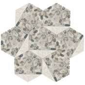 Daltile Pebble Oasis - 10" x 12" Geometric, Pebble and Rock Floor and Wall Tile - Honed, Tumbled Visual - Sold by Sheet (0.64 SF/Sheet) Coal