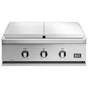 DCS Appliances 46,000 BTU Liquid Propane 30 Inch Wide Built-In Dual Side Burner and Griddle Brushed Stainless Steel