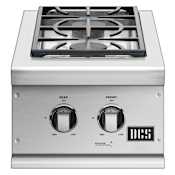 DCS Appliances 34,000 BTU Liquid Propane 15 Inch Wide Built-In Side Burner with Two Burners Brushed Stainless Steel