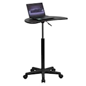 Delacora Sit to Stand 26" Wide Adjustable Height Mobile Laptop Desk - Small Space Desk Black