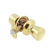 Delaney Passage Door Knobset from the Guardian Series Polished Brass