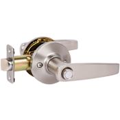 Delaney Milton Privacy Door Lever Set with Round Rose Satin Nickel
