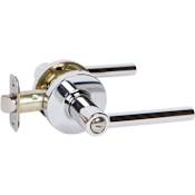 Delaney Contemporary Privacy Door Lever Set with RD Lever and Round Rose Polished Chrome
