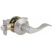 Delaney Passage Door Leverset from the Logan Series Satin Nickel