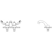 Delta Double Handle 1.5GPM Bathroom Faucet with Hooded Blade Handles Vandal Resistant Aerator and Temperature Indicators from the Commercial Series Chrome