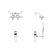 Delta Double Handle 0.5GPM Bathroom Faucet with Blade Handles and Pop-Up Assembly from the Commercial Series Chrome