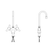 Delta Double Handle 0.5GPM Ceramic Disc Single Hole Mount Bathroom Faucet with Lever Handles and 10-13/32" Gooseneck Spout from the Commercial Series Chrome