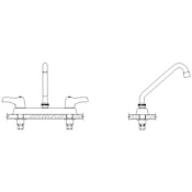 Delta Double Handle 1.5GPM Ceramic Disc Kitchen Faucet with Lever Blade Handles and Tubular Swing 11"Spout from the Commercial Series Chrome