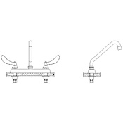 Delta Double Handle 1.5GPM Ceramic Disc Kitchen Faucet with Blade Handles and Tubular Swing 14" Spout from the Commercial Series Chrome