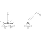 Delta Double Handle 1.5GPM Ceramic Disc Bathroom Faucet with Lever Blade Handles 8" Tubular Swing Spout and Antimicrobial by AgION from the Commercial Series Chrome