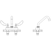 Delta Double Handle 1.5GPM Ceramic Disc Bathroom Faucet with Blade Handles and 6" Tubular Swing Spout from the Commercial Series Chrome