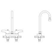 Delta Double Handle 1.5GPM Ceramic Disc Bathroom Faucet with Lever Blade Handles 10-13/32" Gooseneck Spout and Antimicrobial by AgION from the Commercial Series Chrome