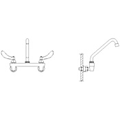Delta Double Handle 1.5GPM Ceramic Disc Wallmount Faucet with Integral Stops and Blade Handles 11" Tubular Swing Spout and Vandal Resistant Aerator from the Commercial Series Chrome