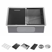 Delta Rivet 27” Workstation Kitchen Sink Undermount 16 Gauge Stainless Steel Single Bowl with WorkFlow Ledge and Accessories Stainless Steel