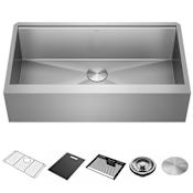 Delta Rivet 36” Workstation Farmhouse Apron Front Kitchen Sink Undermount 16 Gauge Stainless Steel Single Bowl with WorkFlow Ledge and Accessories Stainless Steel
