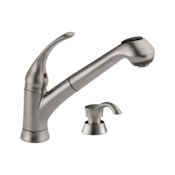 Delta Foundations Pull-Out Kitchen Faucet with Soap/Lotion Dispenser - Includes Lifetime Warranty Brilliance Stainless
