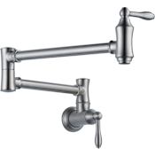 Delta Traditional Wall Mounted Pot Filler with Dual Swing Joints and 24" Extension - Includes Lifetime Warranty Arctic Stainless