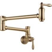 Delta Traditional Wall Mounted Pot Filler with Dual Swing Joints and 24" Extension - Includes Lifetime Warranty Champagne Bronze