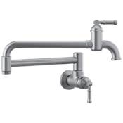 Delta Broderick 4 GPM Wall Mounted Double Handle Pot Filler Faucet with Brass Handles Arctic Stainless
