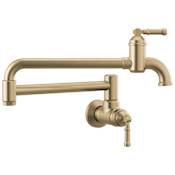 Delta Broderick 4 GPM Wall Mounted Double Handle Pot Filler Faucet with Brass Handles Champagne Bronze