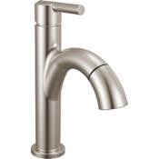 Delta Nicoli 1.2 GPM Single Hole Bathroom Faucet with Arc Pull Down Spout and Push Pop-Up Drain Assembly Brilliance Stainless