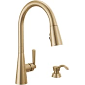 Delta Boyd 1.8 GPM Single Hole Pull Down Kitchen Faucet with Magnetic Docking Spray Head and ShieldSpray - Includes Escutcheon Plate and Soap Dispenser Champagne Bronze