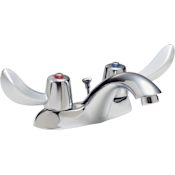Delta Double Handle 1.5GPM Bathroom Faucet with Hooded Blade Handles Pop-Up Assembly and Vandal Resistant Aerator from the Commercial Series Chrome
