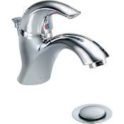 Delta Single Handle 1.5GPM Single Hole Mount Bathroom Faucet with Wrench Flat Aerator and Pop-Up Assembly from the Commercial Series Chrome