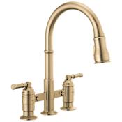Delta Broderick 1.8 GPM Widespread Bridge Pull Down Kitchen Faucet Champagne Bronze