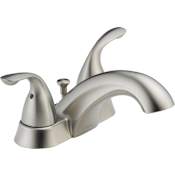 Delta Classic Centerset Bathroom Faucet with Pop-Up Drain Assembly - Includes Lifetime Warranty Brilliance Stainless