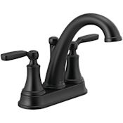 Delta Woodhurst 1.2 GPM Centerset Bathroom Faucet with Pop-Up Drain Assembly Matte Black