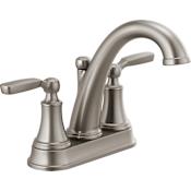 Delta Woodhurst 1.2 GPM Centerset Bathroom Faucet with Pop-Up Drain Assembly Brilliance Stainless