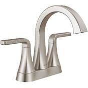 Delta Lineax 1.2 GPM Centerset Bathroom Faucet with Push Pop-Up Drain Assembly Briliance Stainless