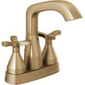 Delta Stryke 1.2 GPM Centerset Bathroom Faucet with Cross Handles and Pop-Up Drain Assembly - Limited Lifetime Warranty Lumicoat Champagne Bronze