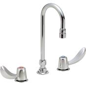 Delta Double Handle 1.5GPM Ceramic Disc Below Deckmount Kitchen Faucet with Hooded Blade Handles and Gooseneck Spout from the Commercial Series Chrome