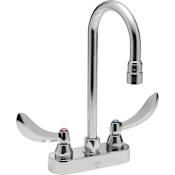 Delta Double Handle 1.5GPM Ceramic Disc Bathroom Faucet with Blade Handles 10-1/2" Gooseneck Spout and Vandal Resistant Aerator from the Commercial Series Chrome