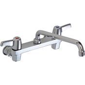 Delta Double Handle 1.5GPM Ceramic Disc Wallmount Faucet Less Integral Stops with Lever Blade Handles and 11" Tubular Swing Spout from the Commercial Series Chrome
